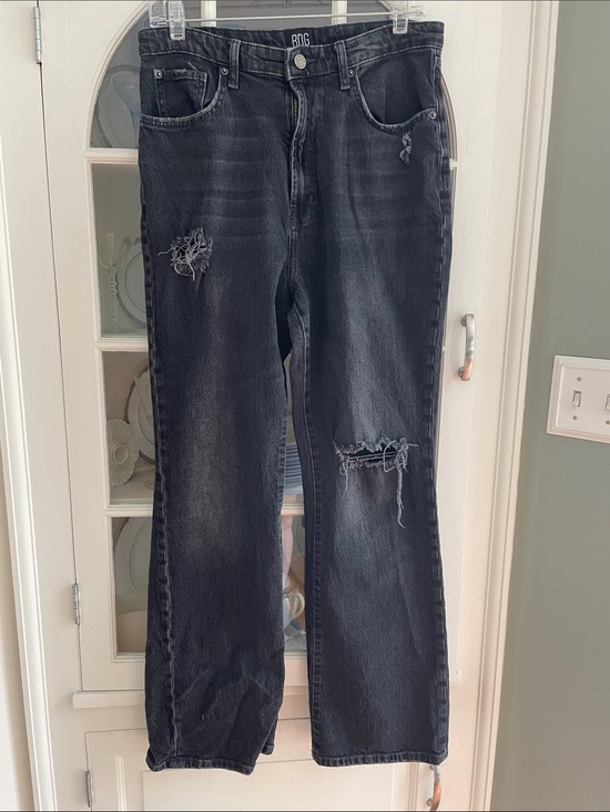 BDG Denim - BDG Black Washed Distressed Straight-Leg Jeans